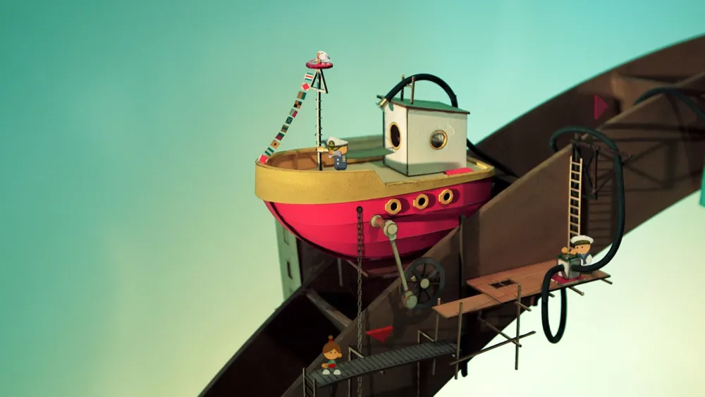 A tall paper-and-cardboard city built as a real model in the puzzle game Lumino City